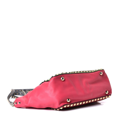 Valentino Garavani Vitello Colorblock Small Rockstud Tote Deep Rose Clover Grey Scarlet 3 of 6