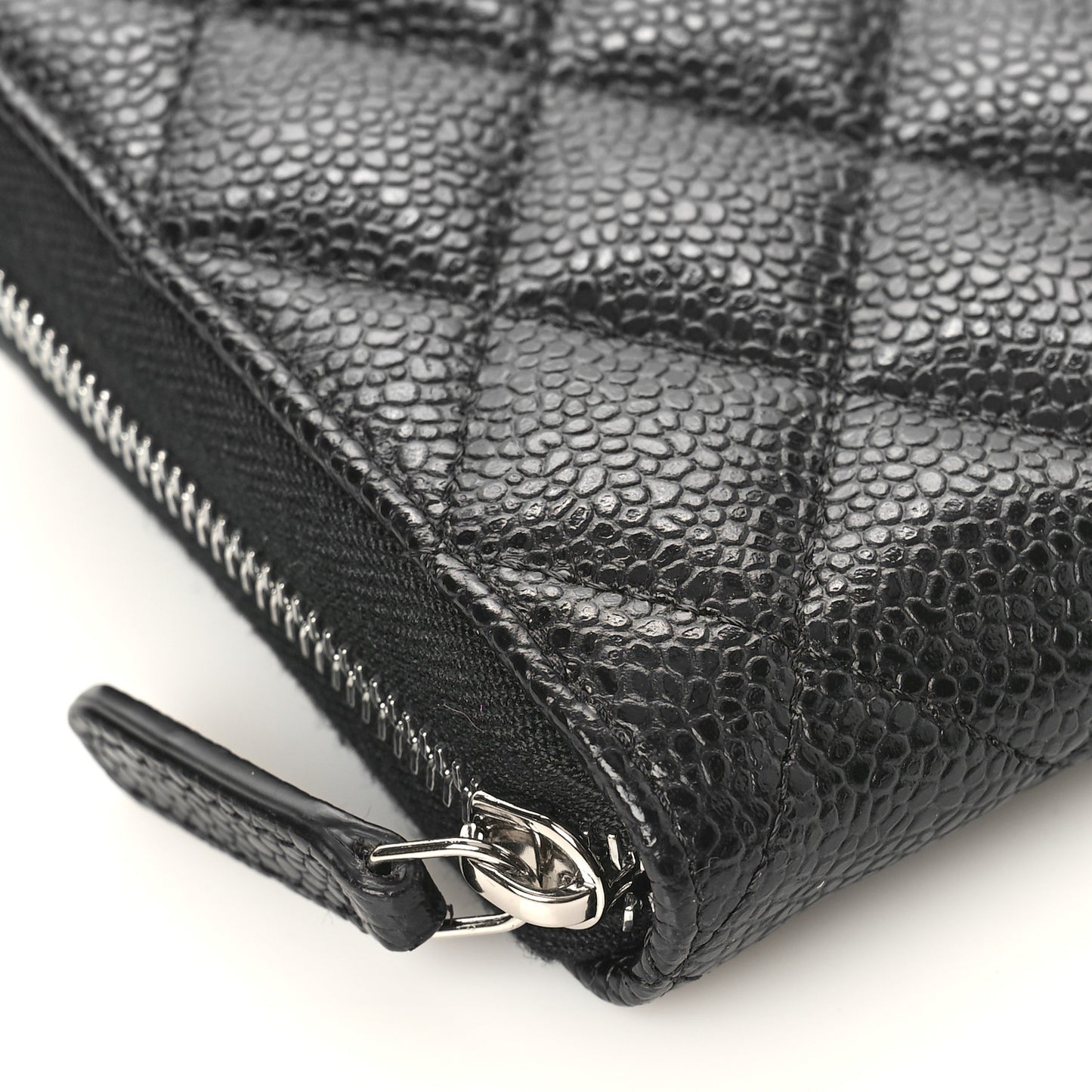 Caviar Quilted Large Gusset Zip Around Wallet Black