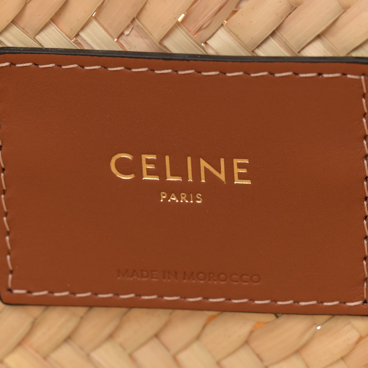Celine Raffia Calfskin Triomphe Teen Panier Tan 6 of 13