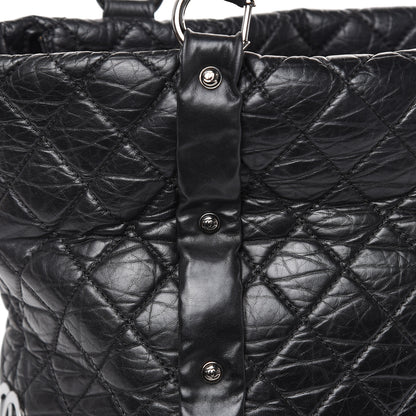 Chanel Distressed Lambskin Vintage Ligne L Lady Braid Tote Black 9 of 10