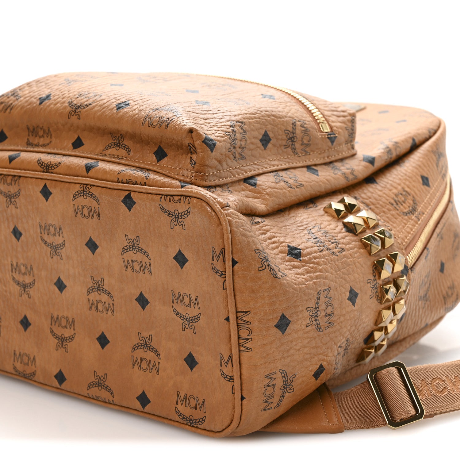 MCM Visetos Small Side Stud Stark Backpack Cognac 10 of 11