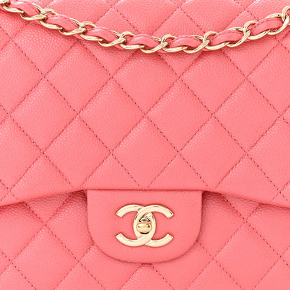 Chanel Caviar Quilted Jumbo Double Flap Dark Pink 8 of 11