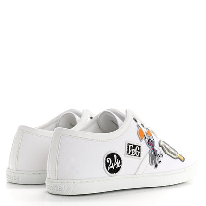 Hermes Canvas Embroidered Innocent Sneakers 36.5 White 5 of 11