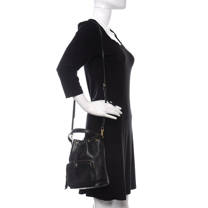 Prada Glace Calfskin Embossed Secchiello Bucket Bag Black 3 of 14