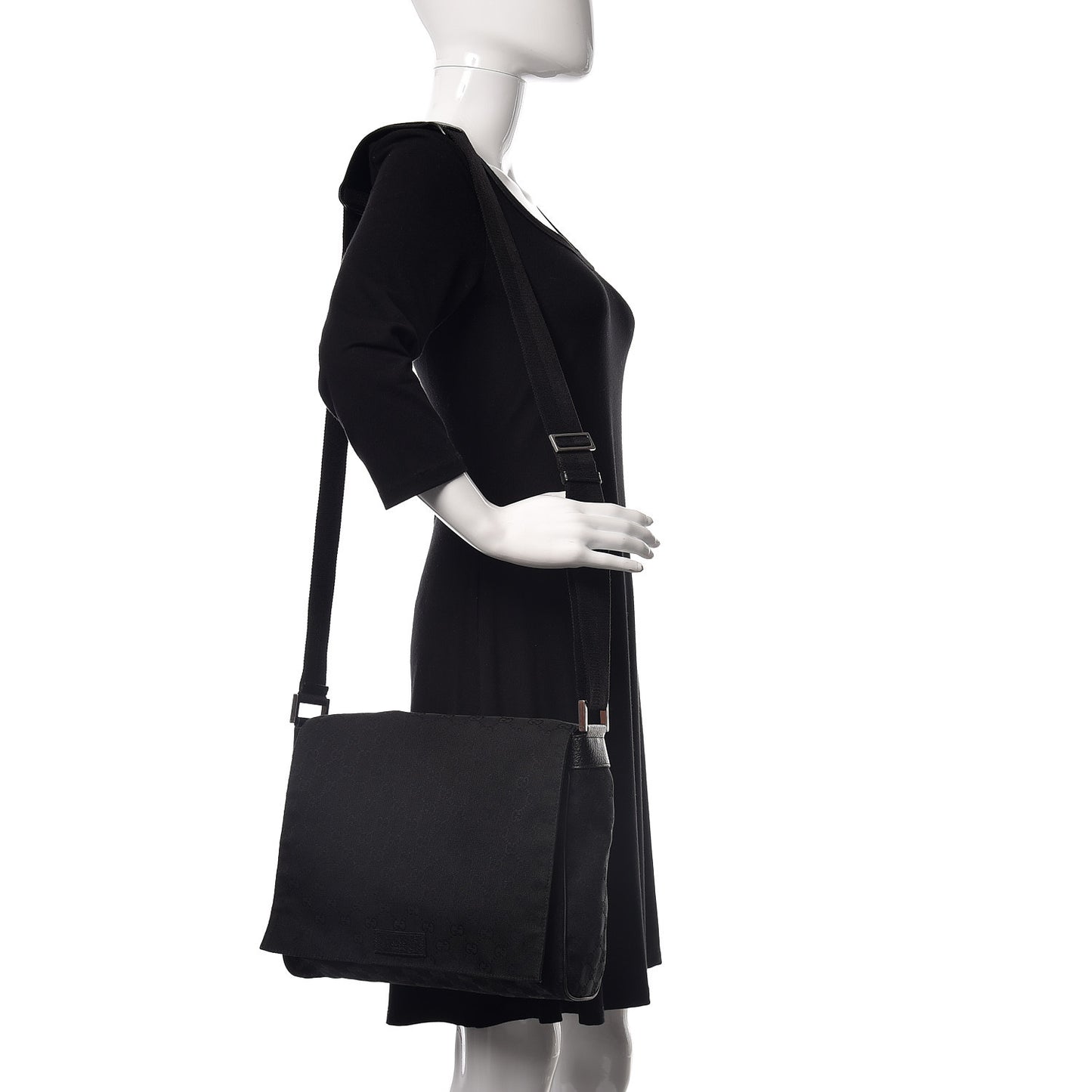 Monogram Small Flap Messenger Bag Black