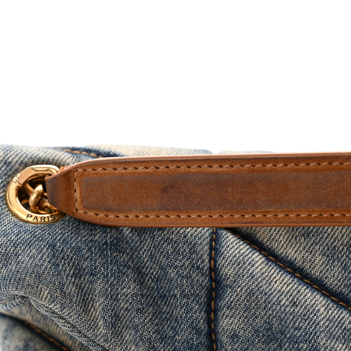 Denim Quilted Small Loulou Puffer Monogram Chain Satchel Blue Cinnamon