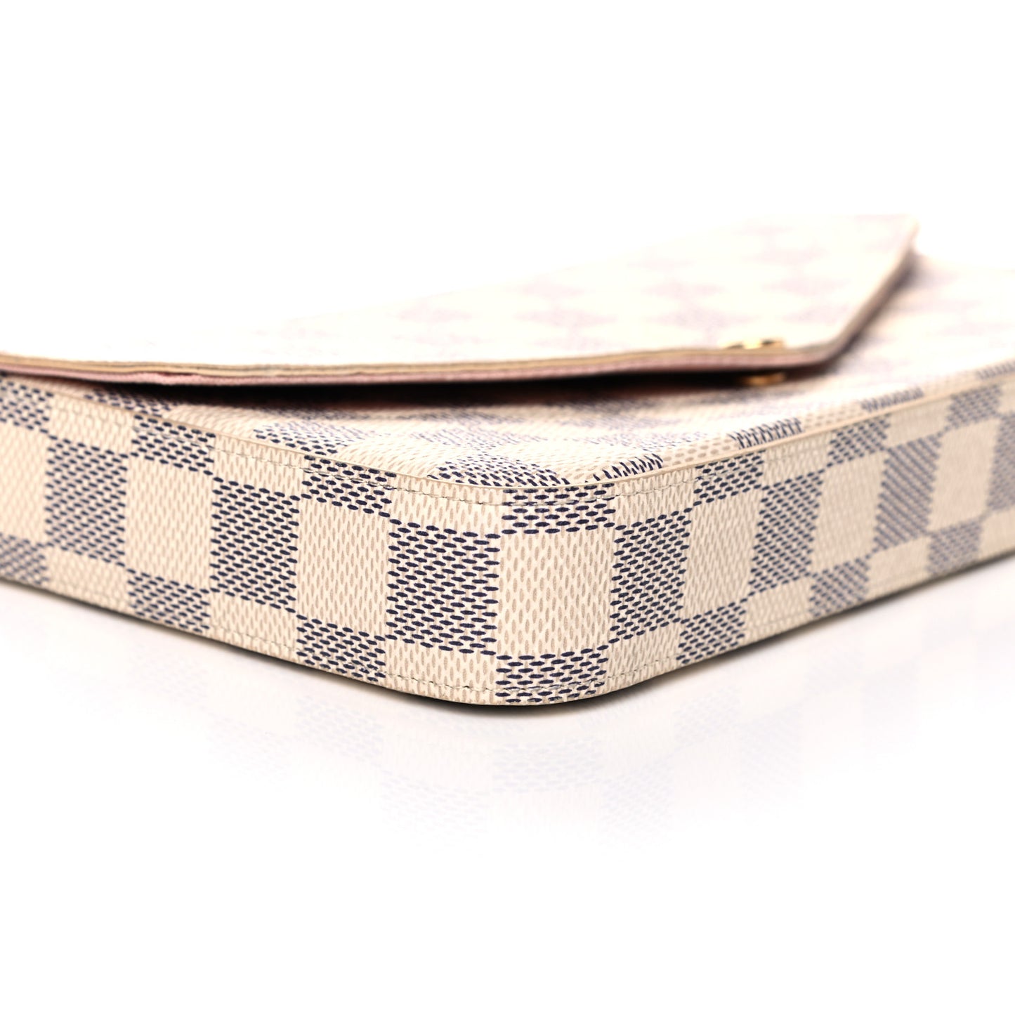 Damier Azur Pochette Felicie Chain Wallet Rose Ballerine