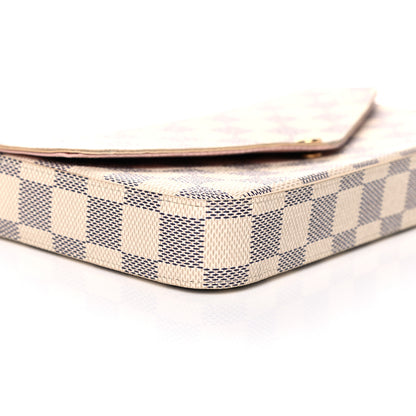 Louis Vuitton Damier Azur Pochette Felicie Chain Wallet Rose Ballerine 10 of 12