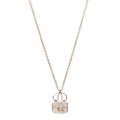 Hermes 18K Rose Gold Diamond Constance Amulette Pendant Necklace 1 of 5
