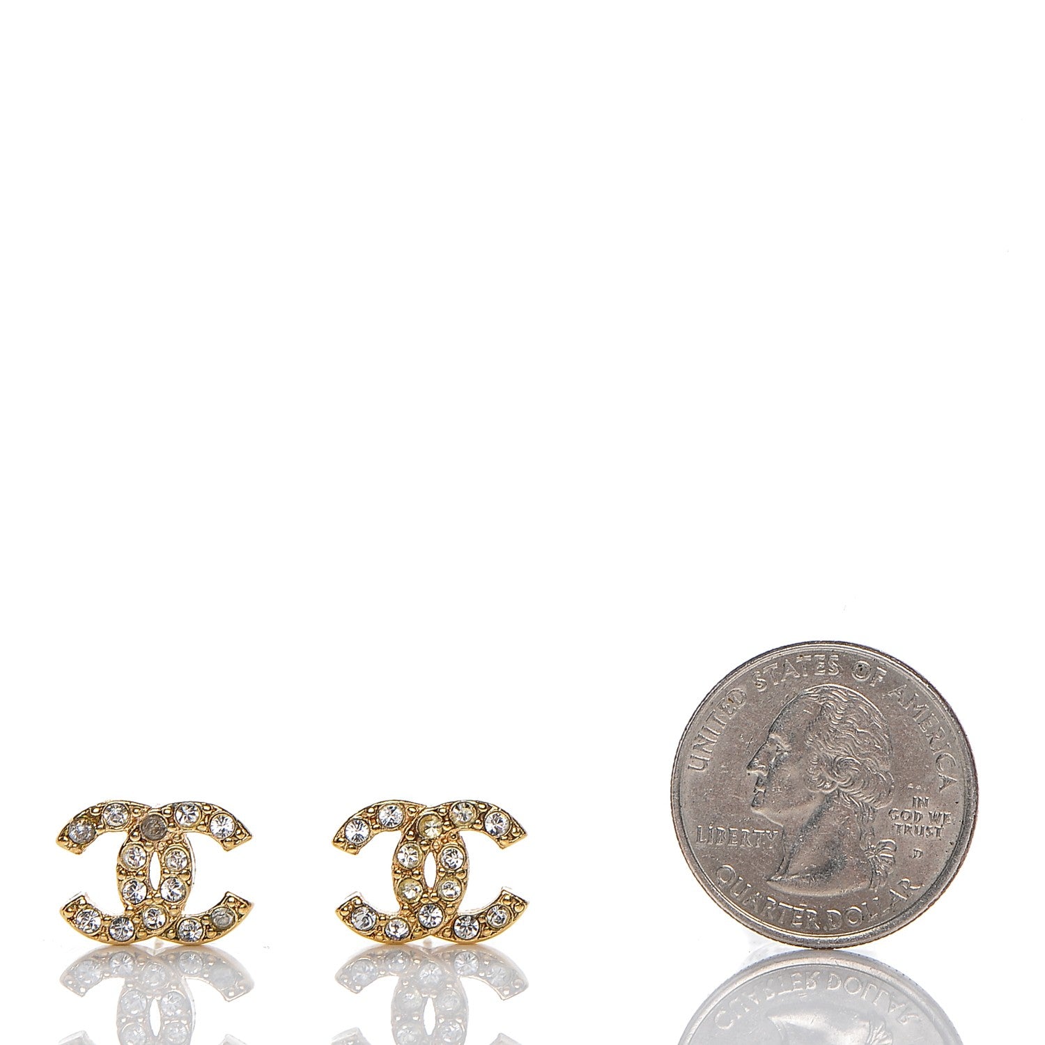 Chanel Crystal CC Earrings Gold 2 of 4