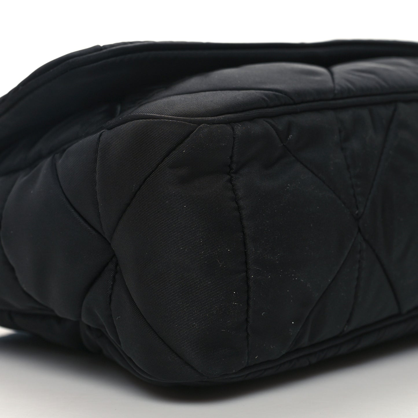 Re-Nylon Quilted Padded Flap Shoulder Bag Black