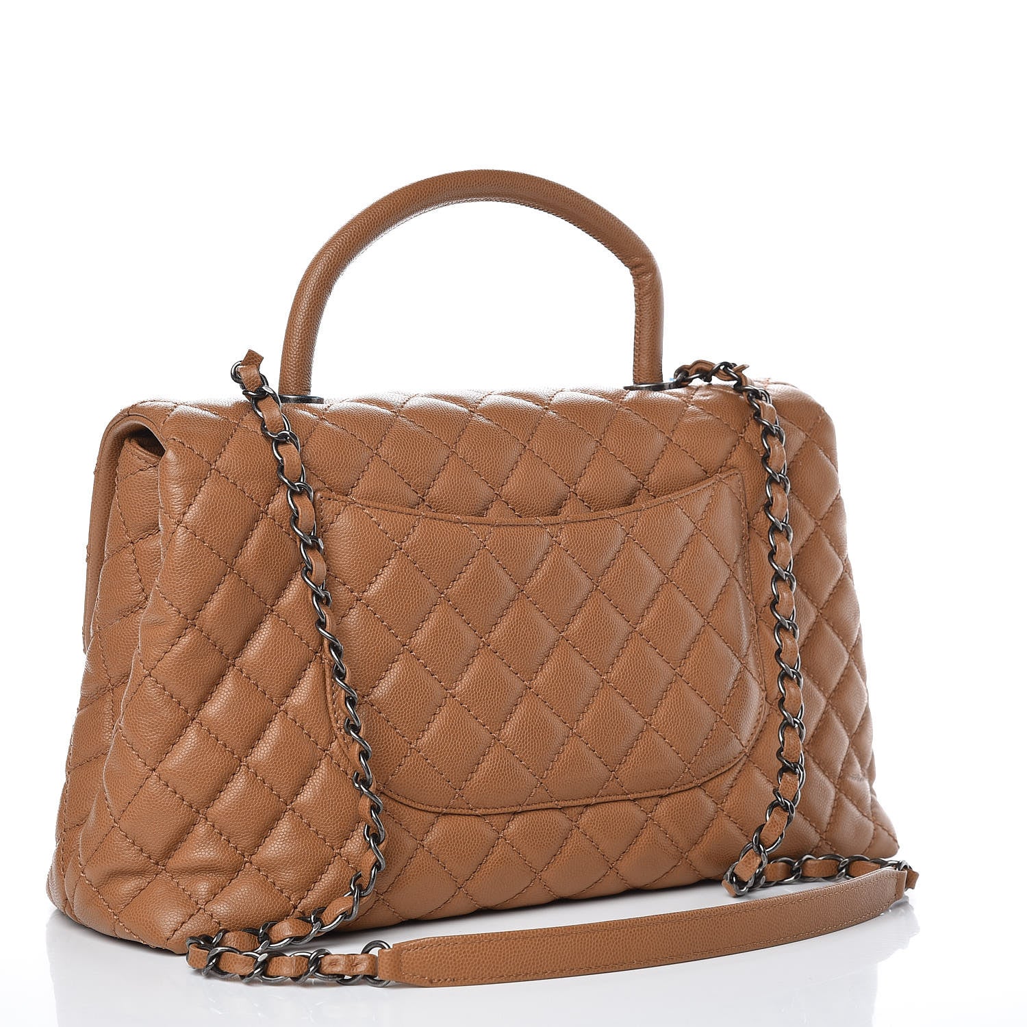 Chanel Caviar Quilted Medium Coco Handle Flap Camel 3 of 12