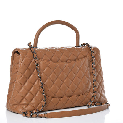 Chanel Caviar Quilted Medium Coco Handle Flap Camel 3 of 12