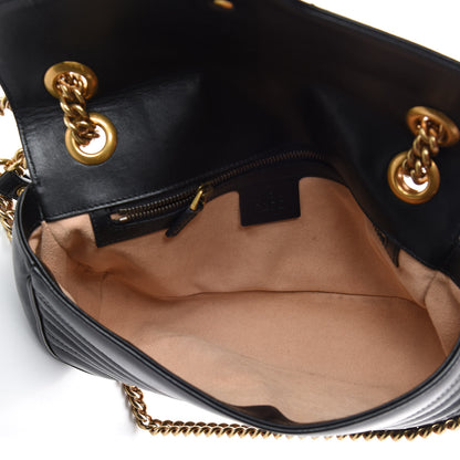 Gucci Calfskin Matelasse Small GG Marmont Shoulder Bag Black 7 of 9