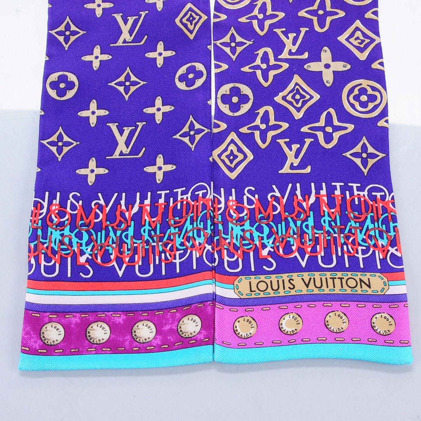 Silk Monogram Map Bandeau Blue Lagon