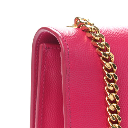 Saint Laurent Grain De Poudre Medium Monogram Kate Satchel Lipstick Fuchsia 9 of 9