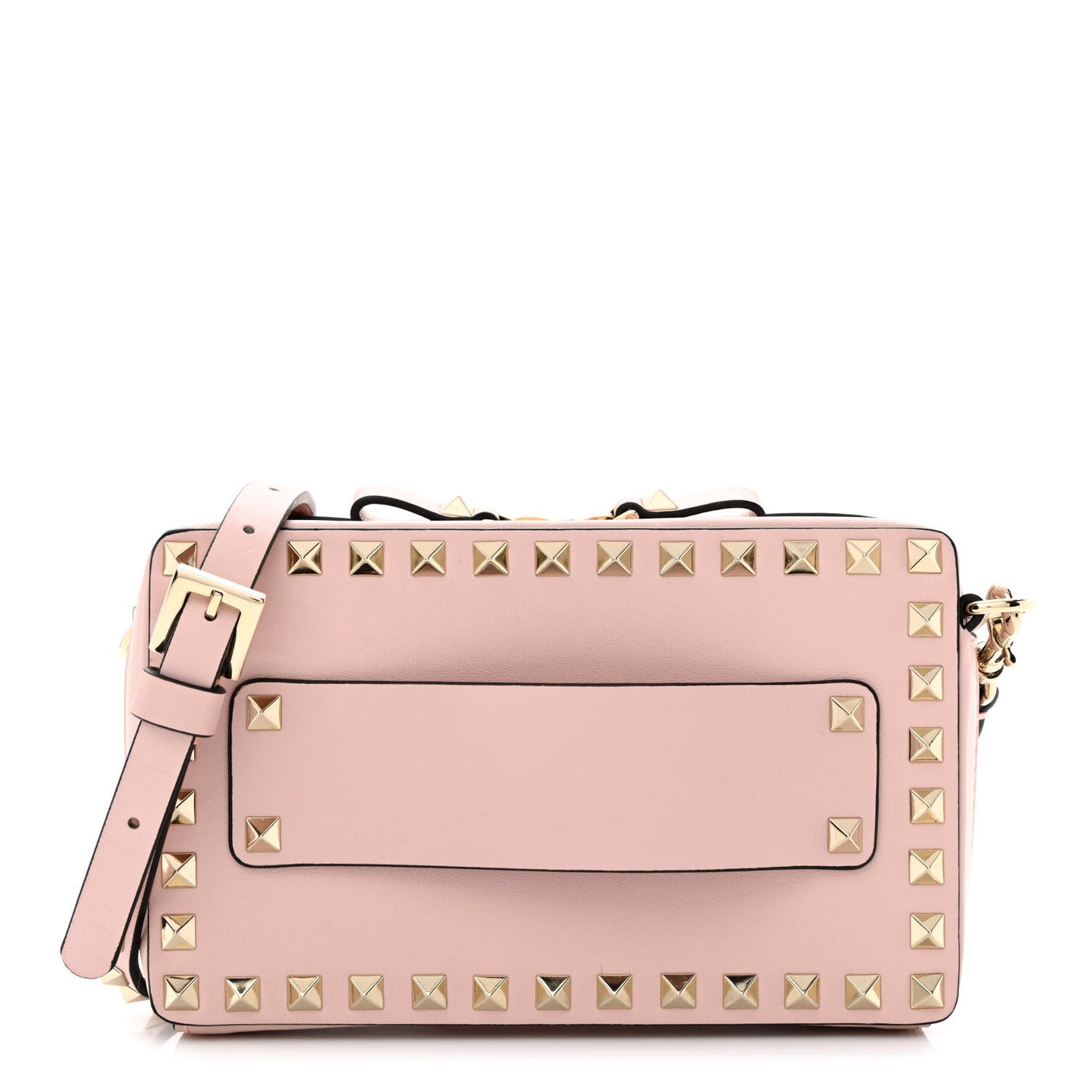 Calfskin Rockstud Crossbody Clutch Water Rose