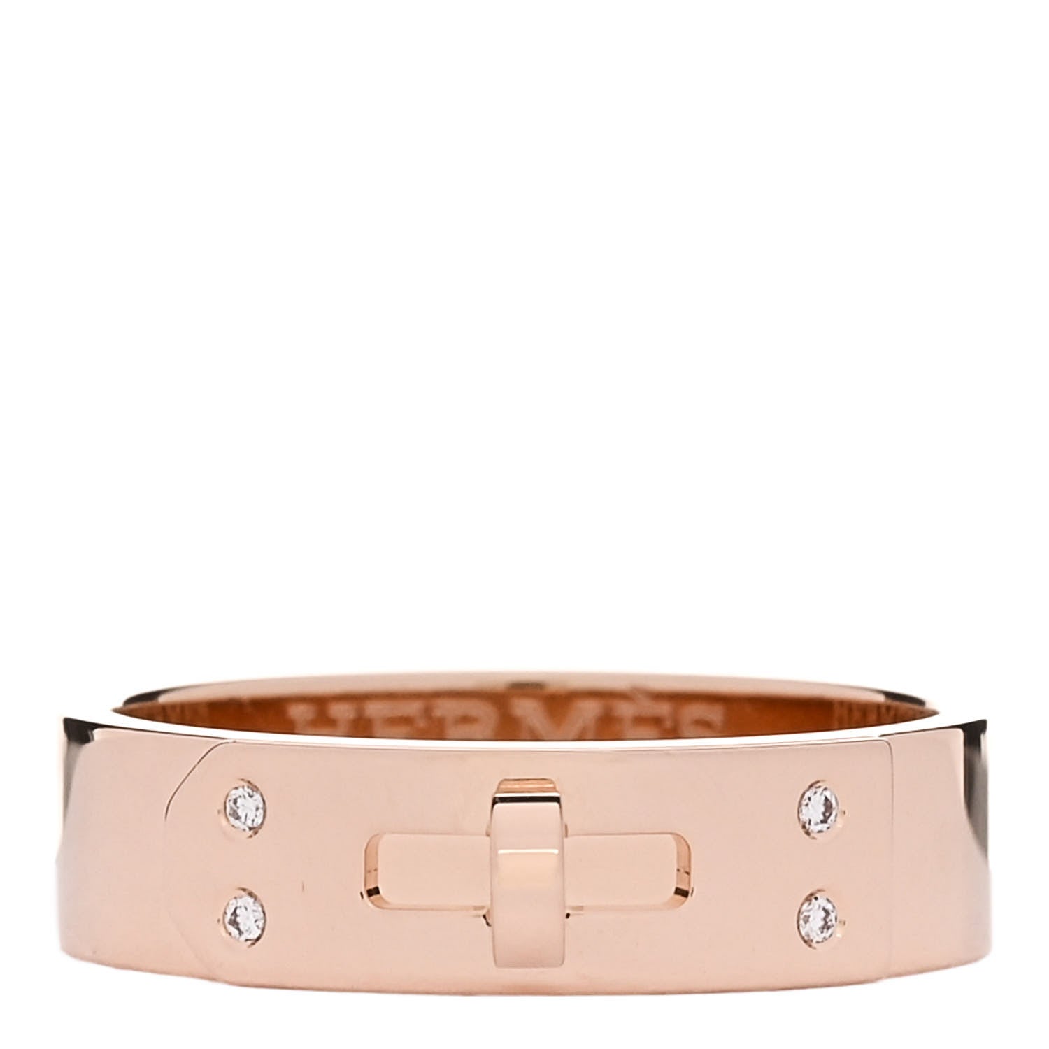 Hermes 18K Rose Gold Diamond PM Kelly Ring 52 6 1 of 4