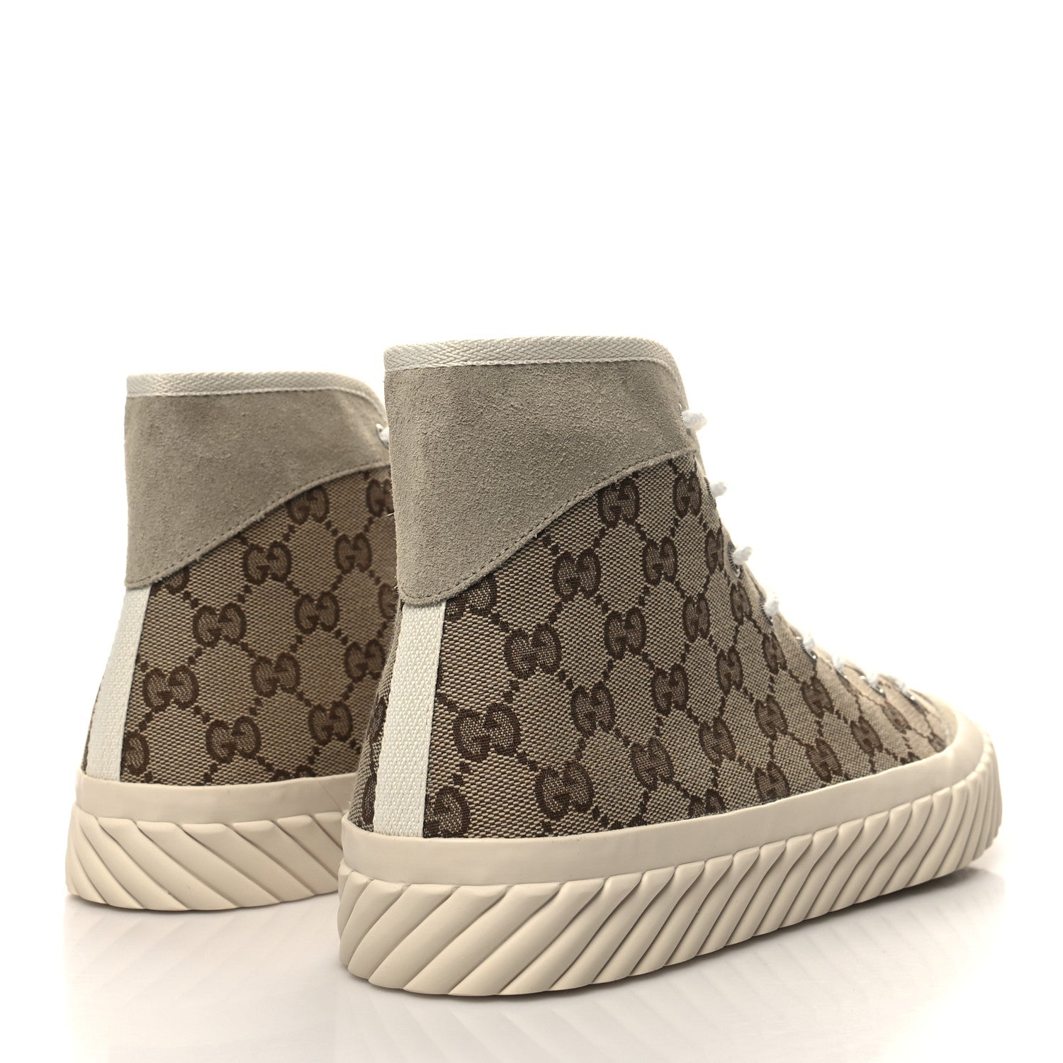 Gucci Monogram Suede Mens Tortuga High Top Sneakers 9.5 Beige Ebony Oatmeal Mystic White 5 of 9