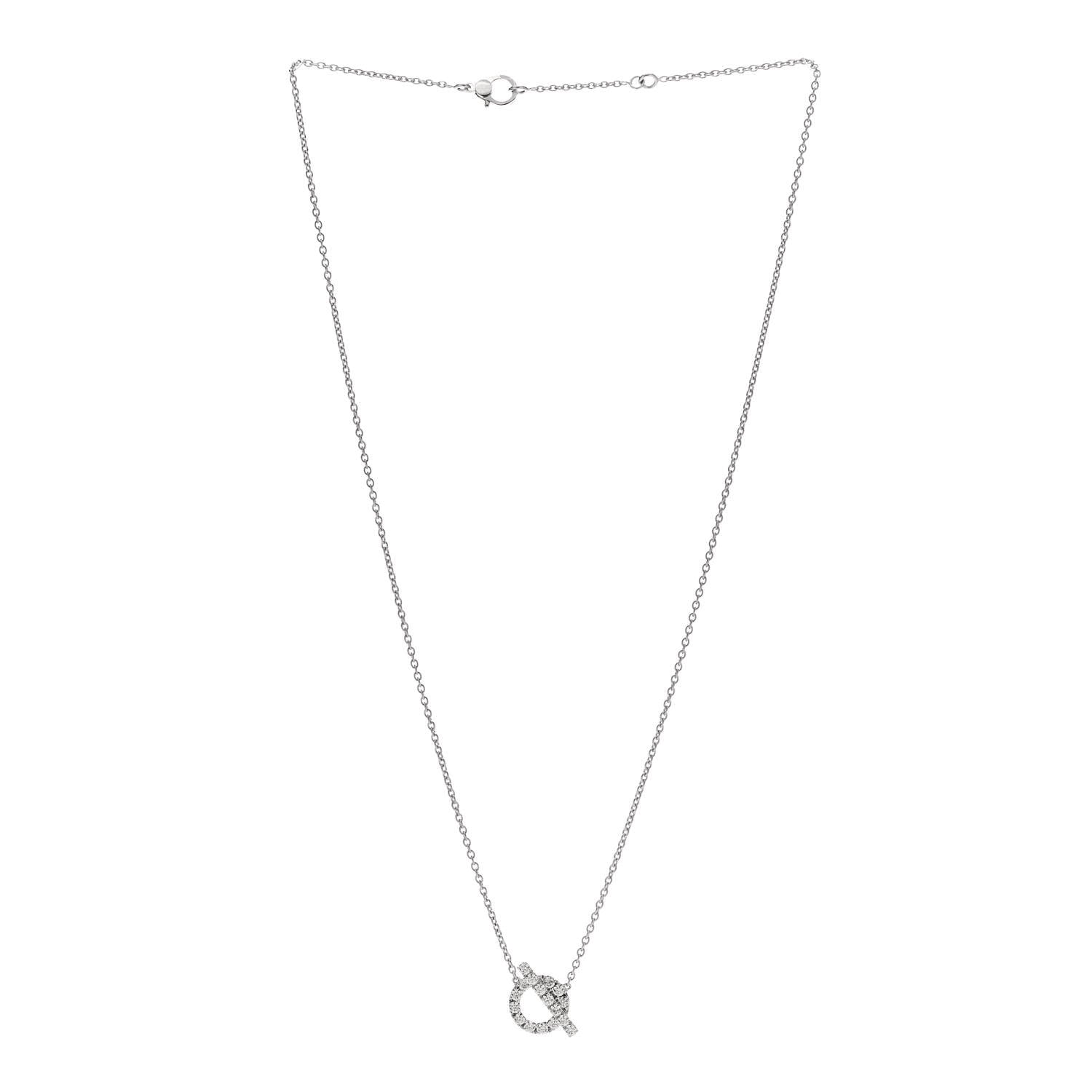 Hermes 18K White Gold Diamond Finesse Pendant Necklace 3 of 4