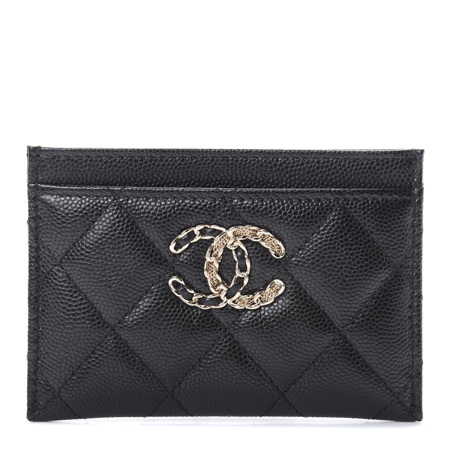 Caviar Quilted French New Wave Card Holder Black