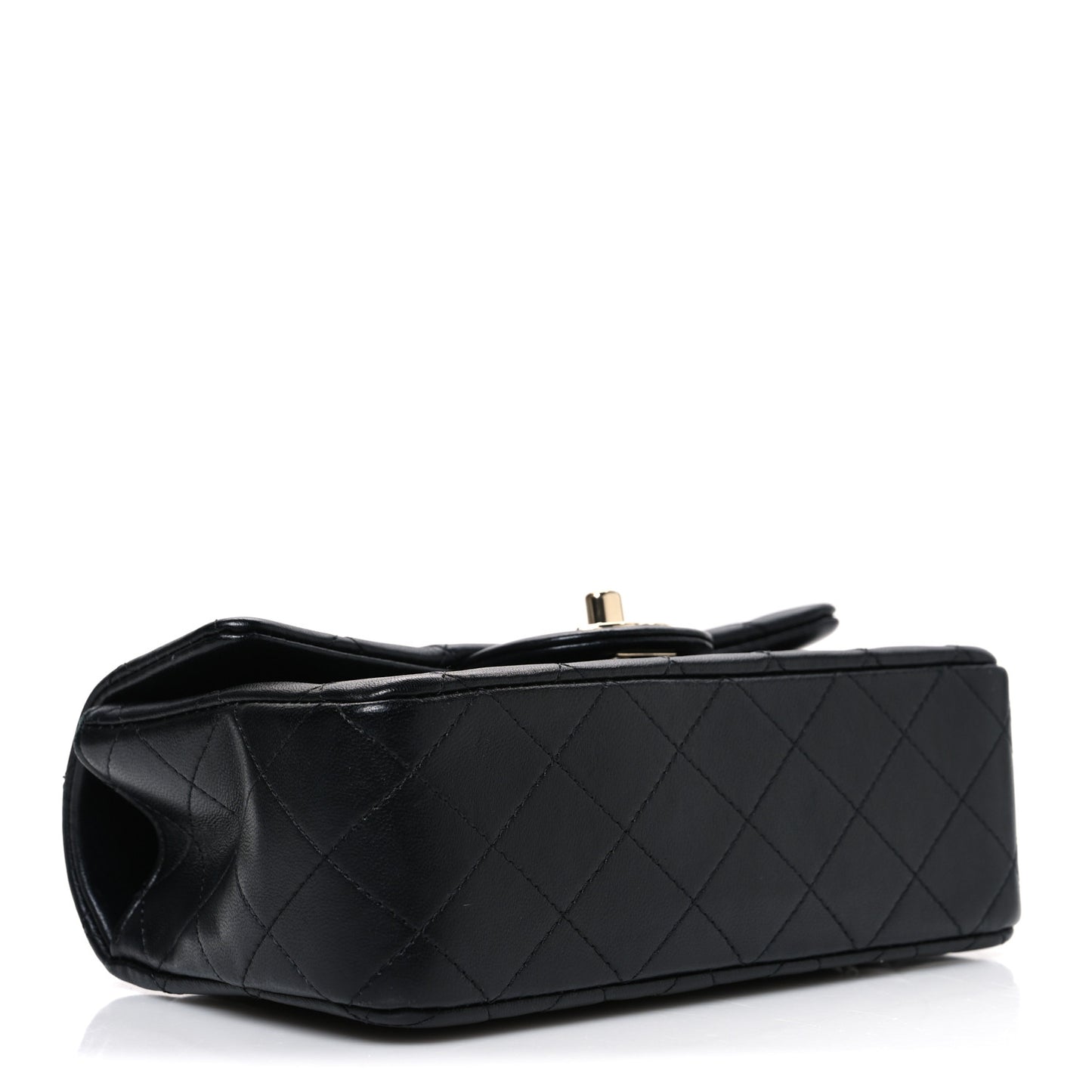 Lambskin Quilted Mini Top Handle Rectangular Flap Black