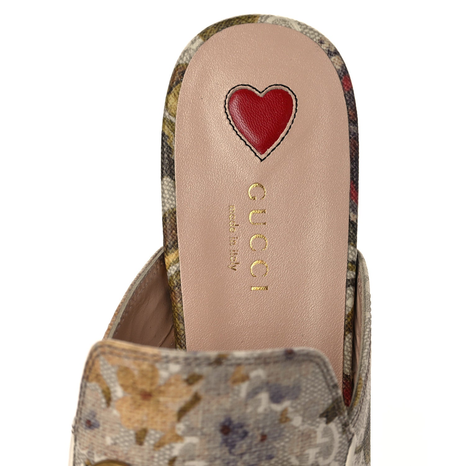 Gucci GG Supreme Monogram Malaga Kid Water Flora Womens Princetown Slippers 36.5 Beige White Multicolor Mystic White 7 of 8