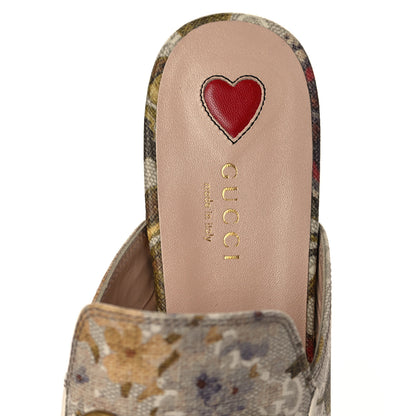 Gucci GG Supreme Monogram Malaga Kid Water Flora Womens Princetown Slippers 36.5 Beige White Multicolor Mystic White 7 of 8