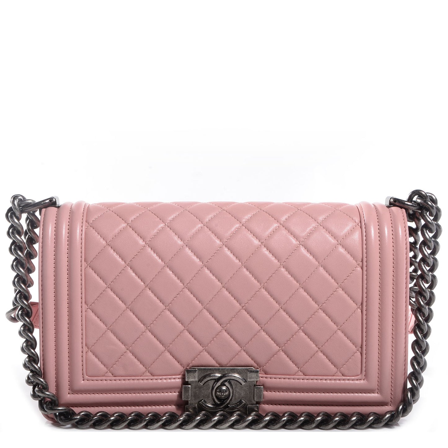 Lambskin Quilted Medium Boy Flap Light Pink