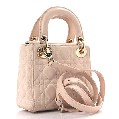 Christian Dior Lambskin Cannage Mini Lady Dior Rose Poudre 2 of 19