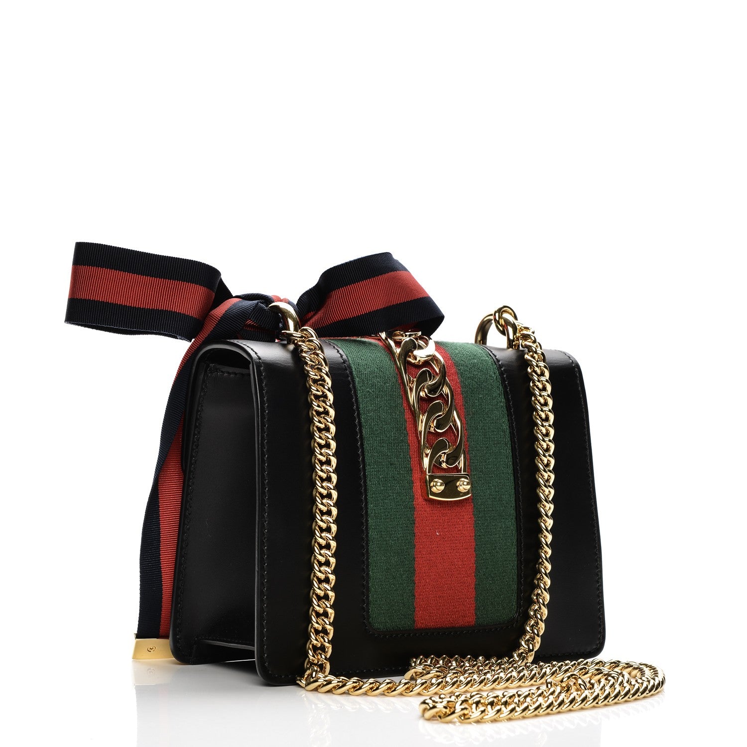 Gucci Calfskin Mini Sylvie Chain Shoulder Bag Black 3 of 7