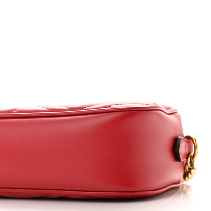 Gucci Calfskin Matelasse Small GG Marmont Chain Shoulder Bag Hibiscus Red 7 of 11