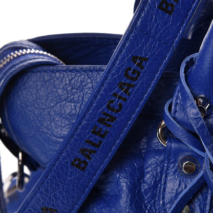 Balenciaga Agneau Classic Silver Hardware City Logo Strap Bleu Electric Black 8 of 15