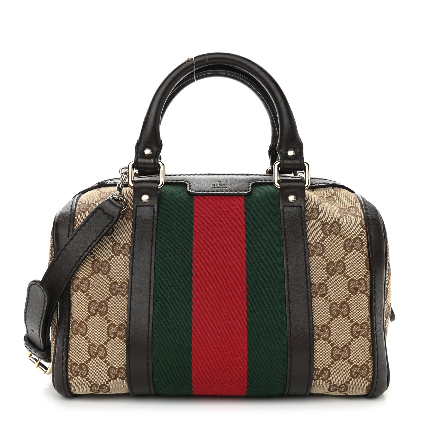 Monogram Vintage Web Small Boston Dark Brown