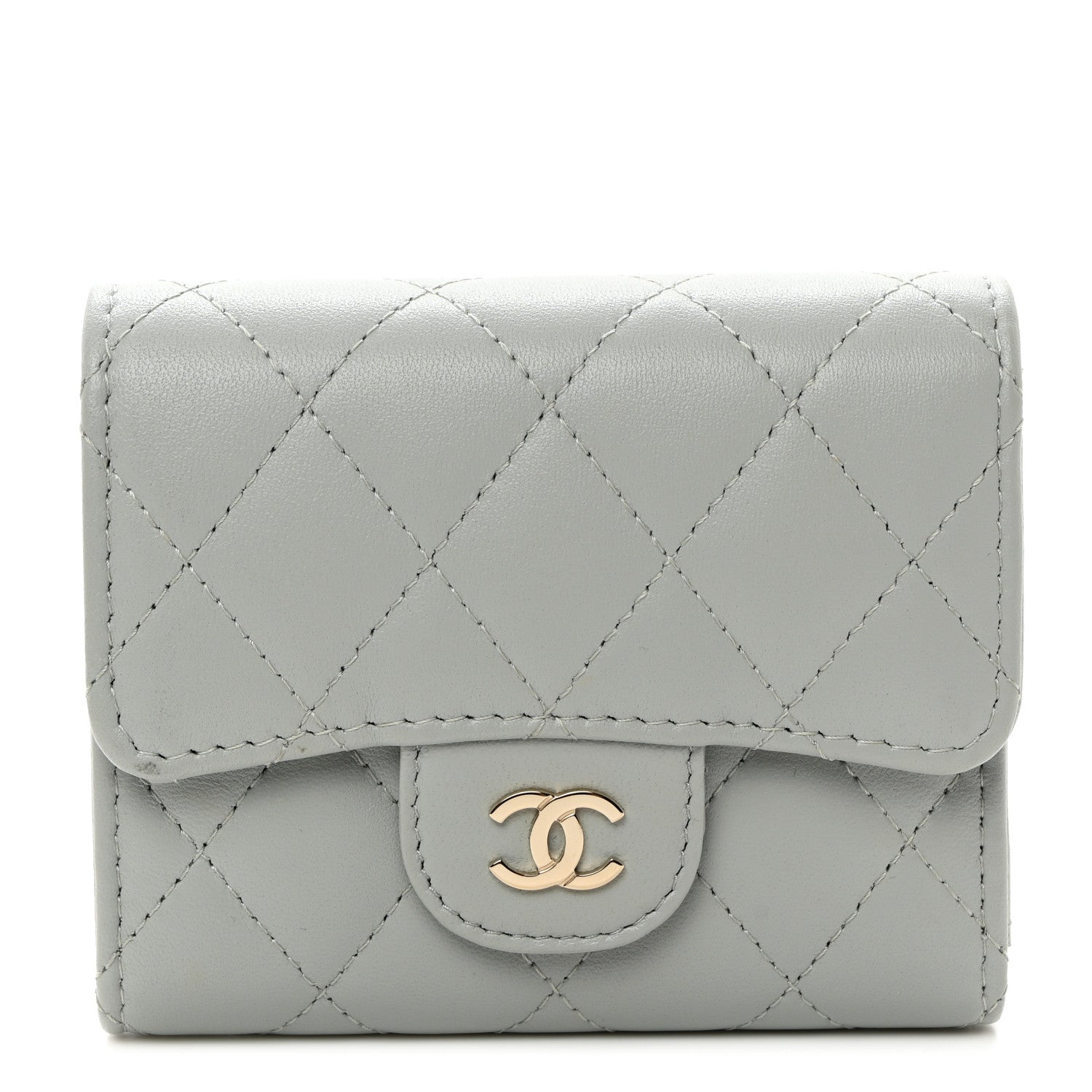 Chanel Lambskin Quilted Small Flap Wallet Grey 1 of 7