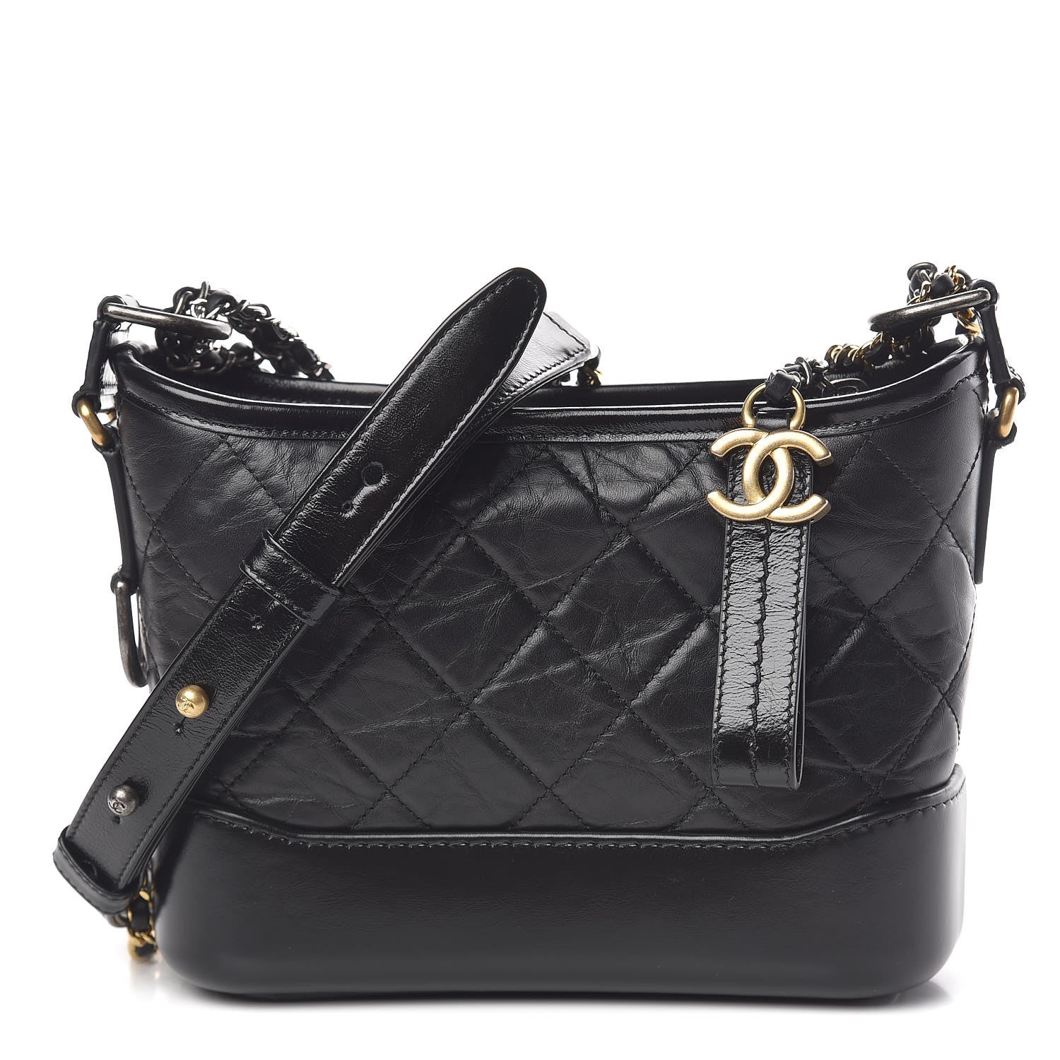 Chanel Aged Calfskin Quilted Small Gabrielle Hobo Black 1 of 11