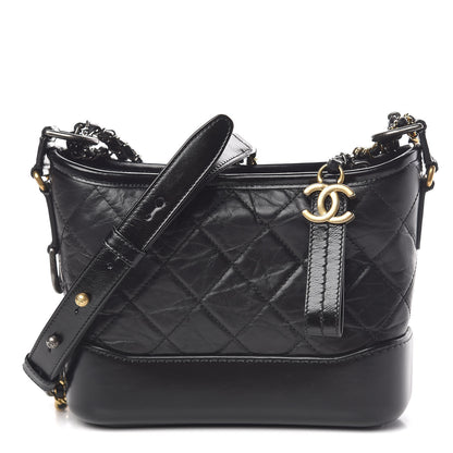 Chanel Aged Calfskin Quilted Small Gabrielle Hobo Black 1 of 11