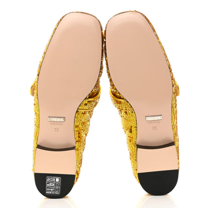 Gucci Sequin Satin Matelasse GG Marmont Moccasin Loafers 35 Gold Yellow Giallo Oro Vecchio 5 of 9