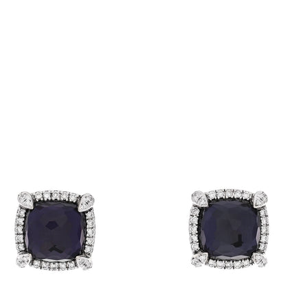 David Yurman Sterling Silver Diamond Black Orchid 9mm Chatelaine Bezel Earrings 1 of 4