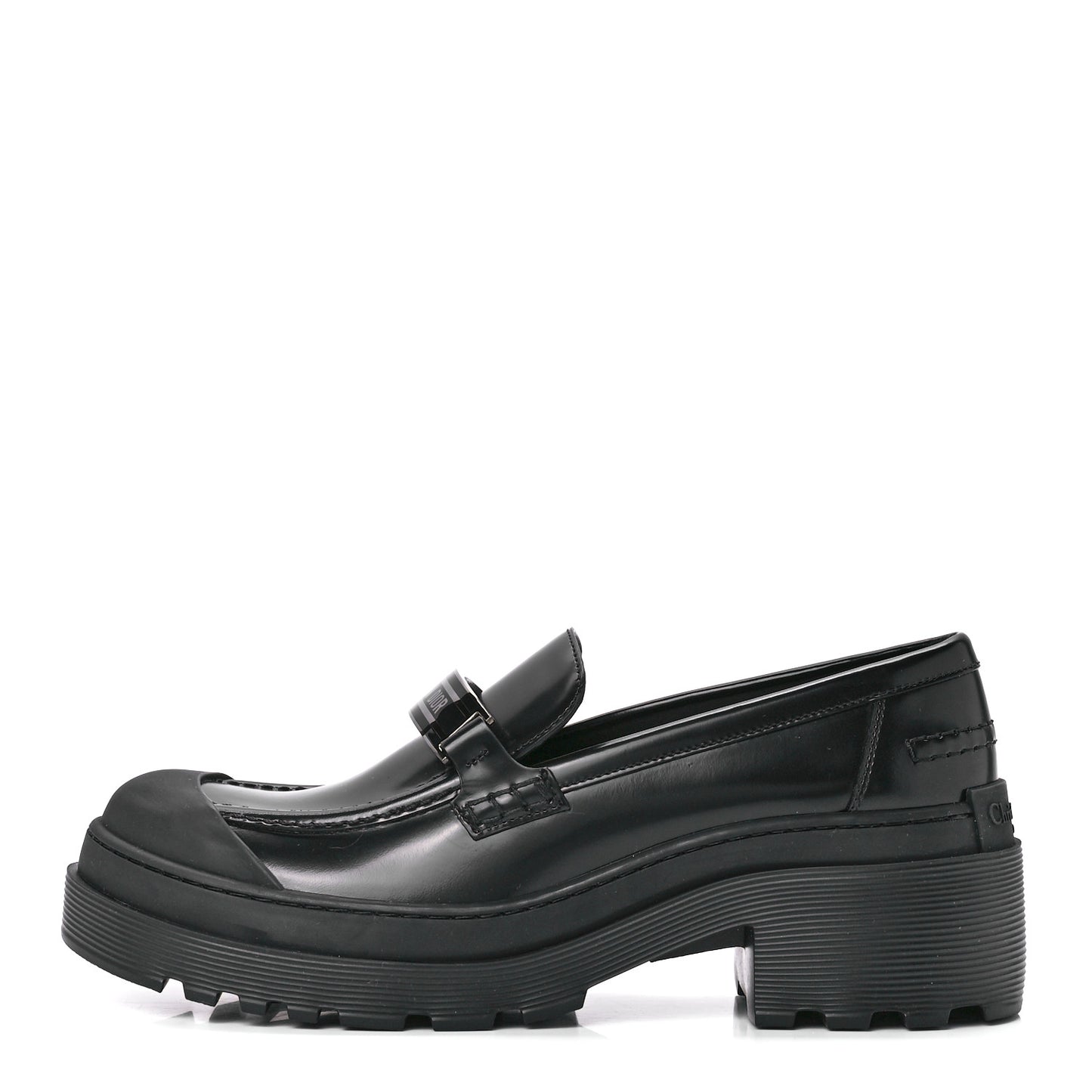 Brushed Calfskin Dior Code Lug Sole Platform 35mm Loafers 40 Black