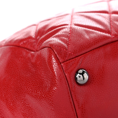 Chanel Soft Caviar Quilted Large Cells Tote Red 10 of 15