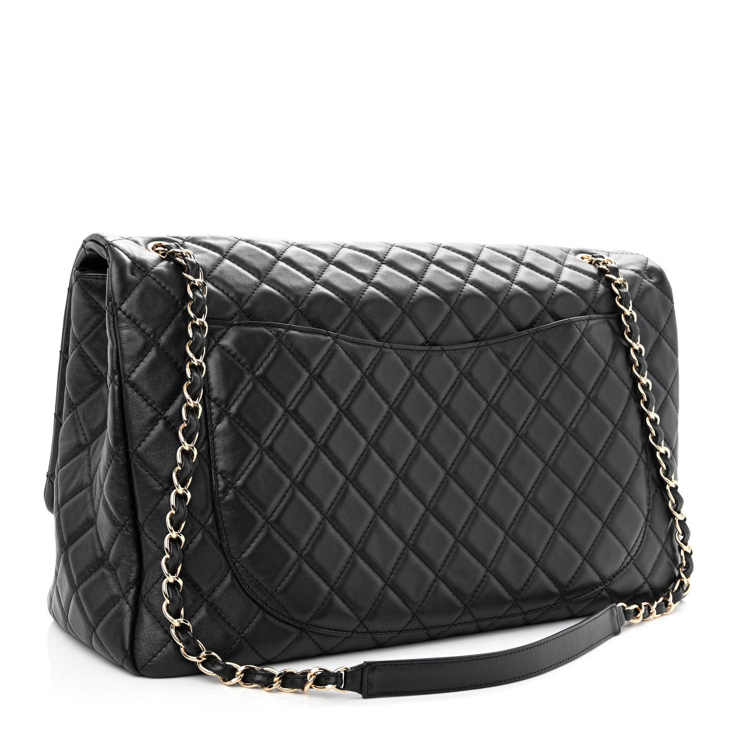 Calfskin Quilted Small XXL Travel Flap Bag Black