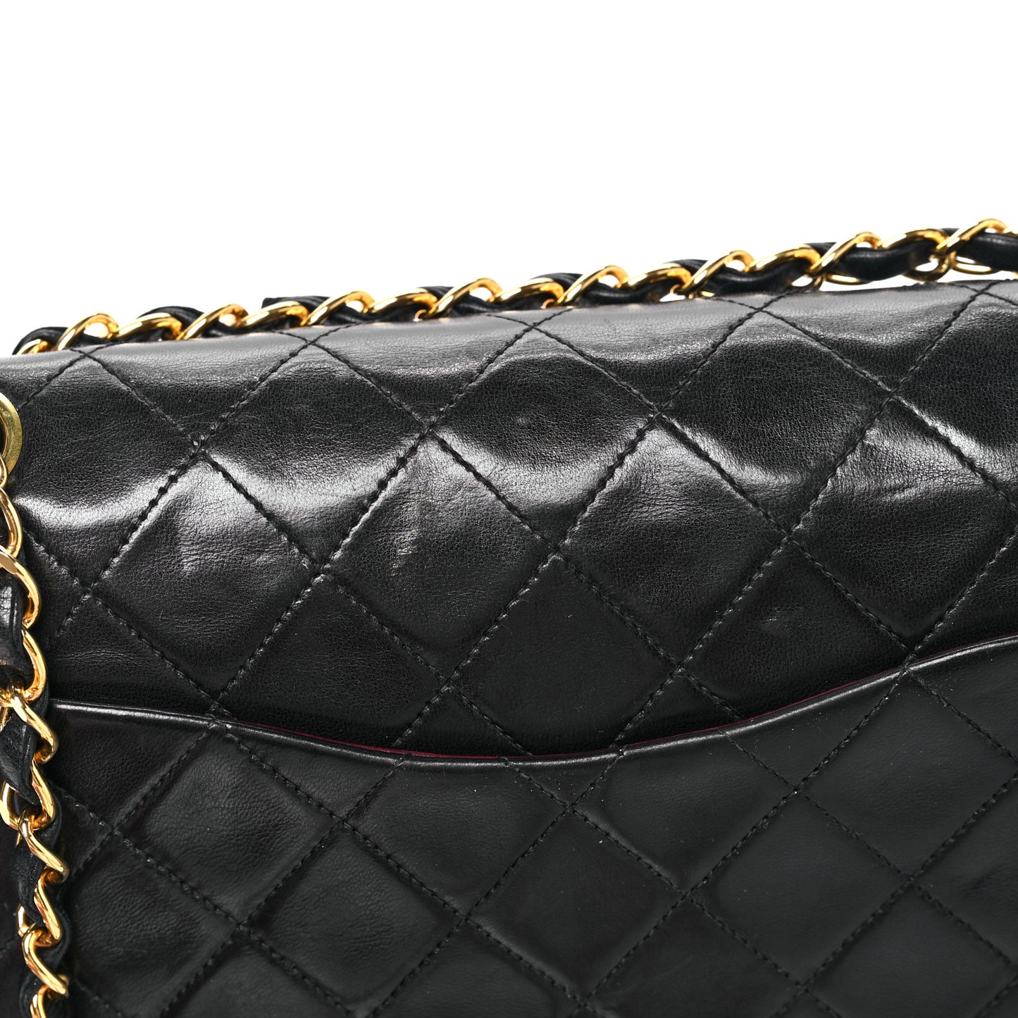 Lambskin Quilted Medium Double Flap Black