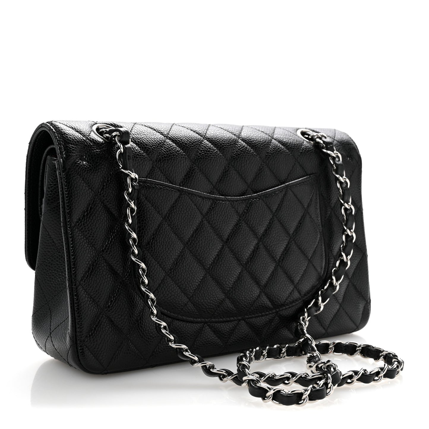 Caviar Quilted Medium Double Flap Black