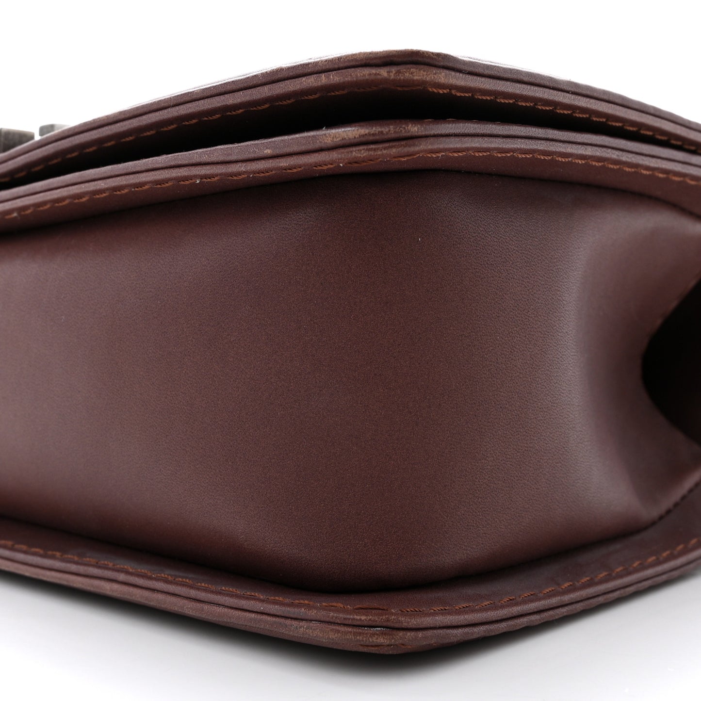 Calfskin Stitched Medium Boy Flap Brown