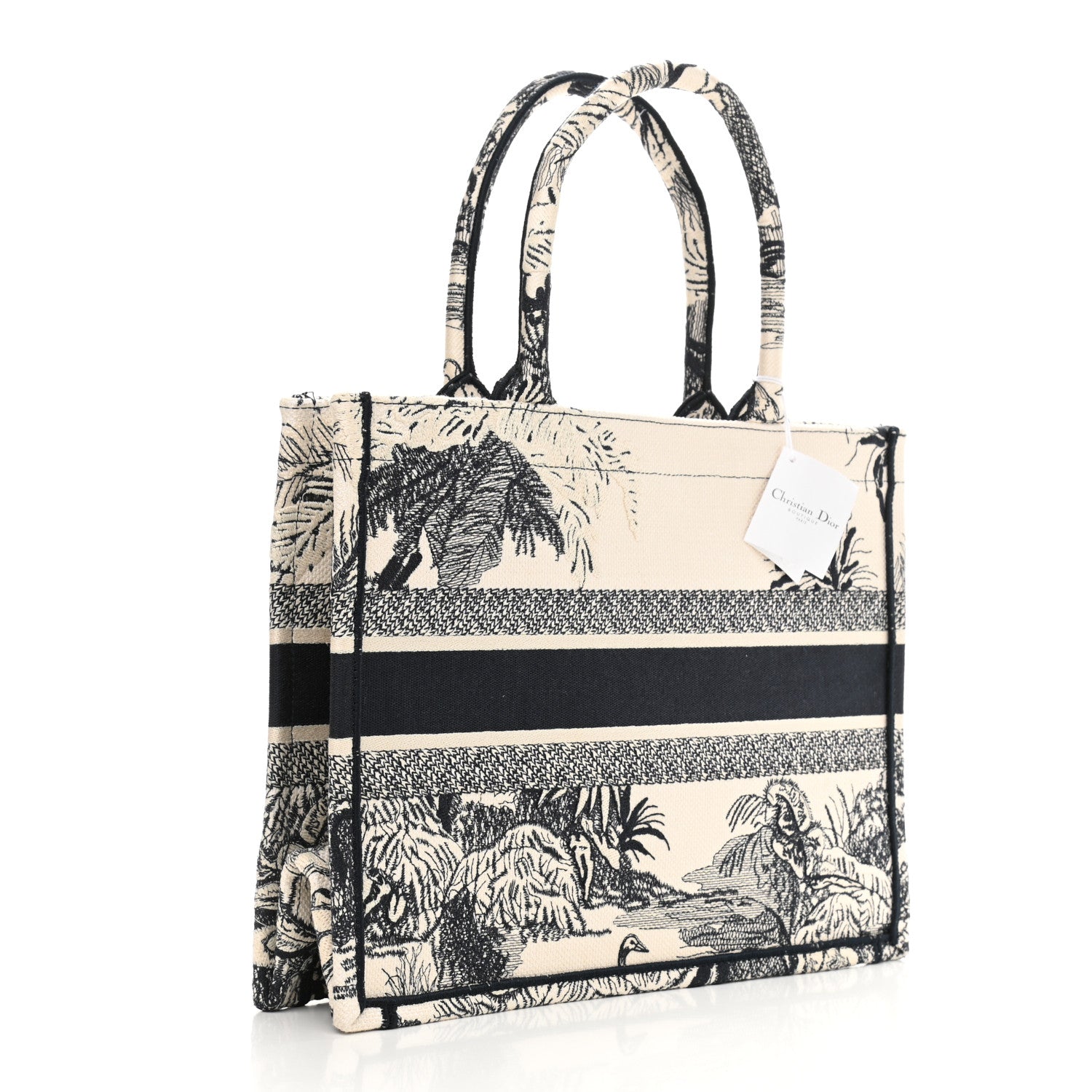 Christian Dior Canvas Embroidered Medium Palms Toile De Jouy Book Tote Blue 3 of 10