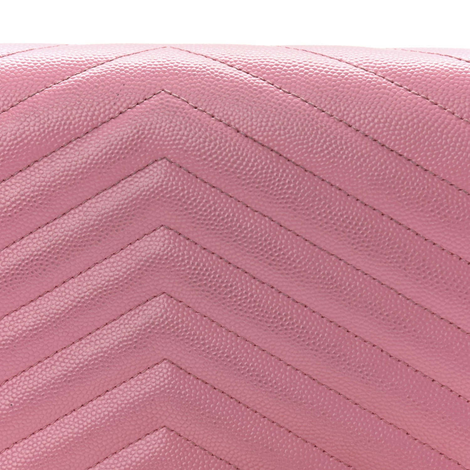Saint Laurent Grain De Poudre Matelasse Chevron Monogram Chain Wallet Indian Pink 12 of 13
