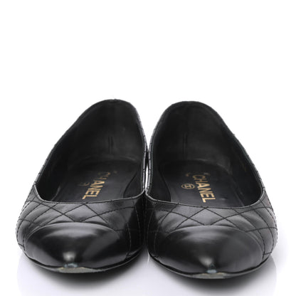 Chanel Aged Calfskin Quilted CC Cap Toe Ballerina Flats 35.5 Black 2 of 4