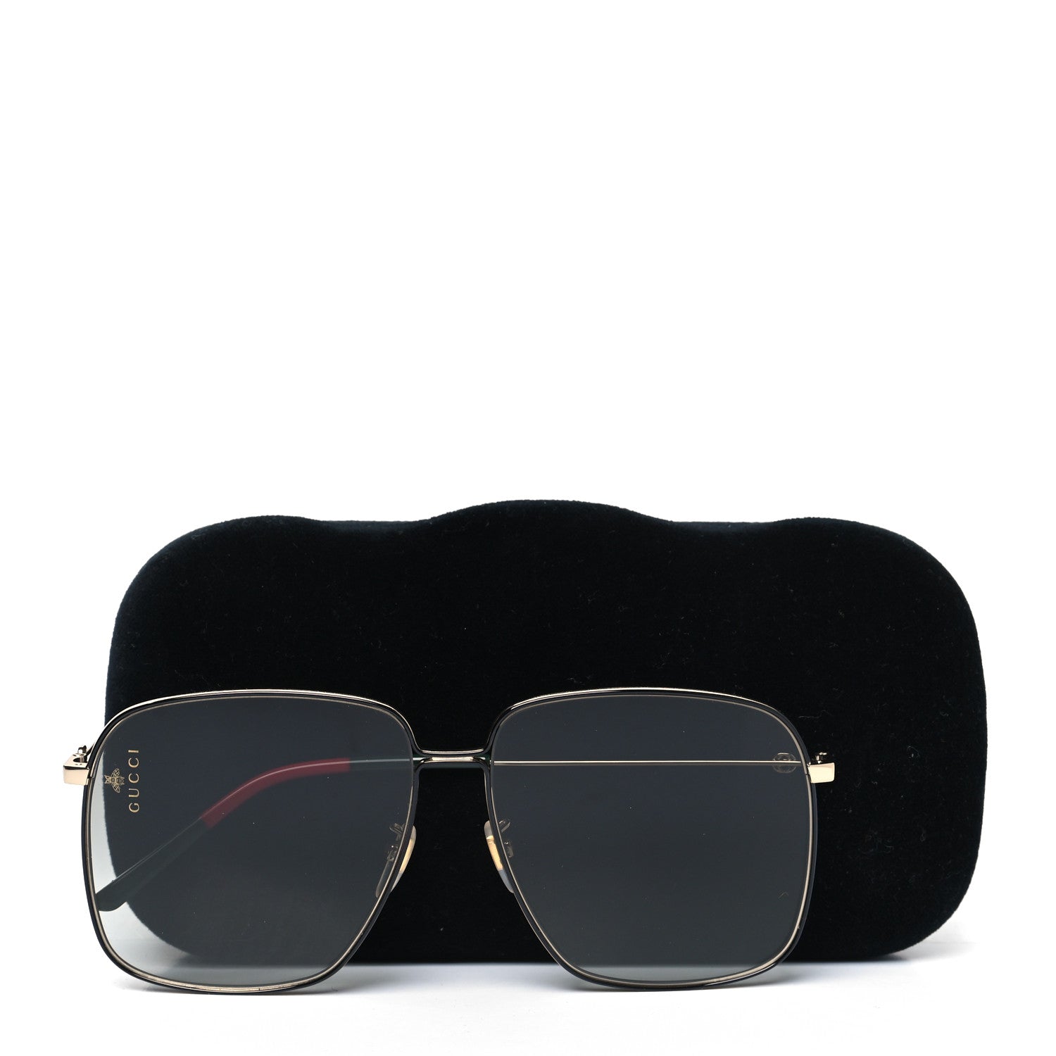 Gucci Web Rectangular Frame Interlocking G Sunglasses GG0394S Green Red 7 of 7