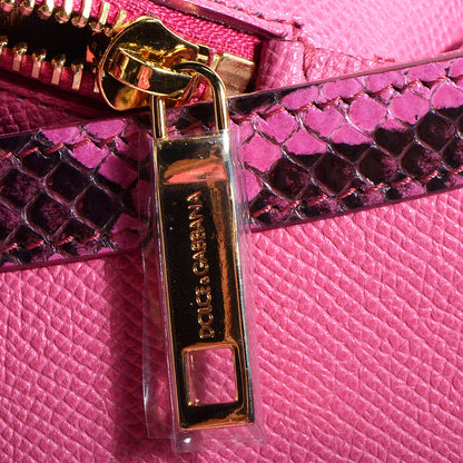 Dolce & Gabbana Dauphine Leather Python Large Miss Sicily Satchel Pink 8 of 8